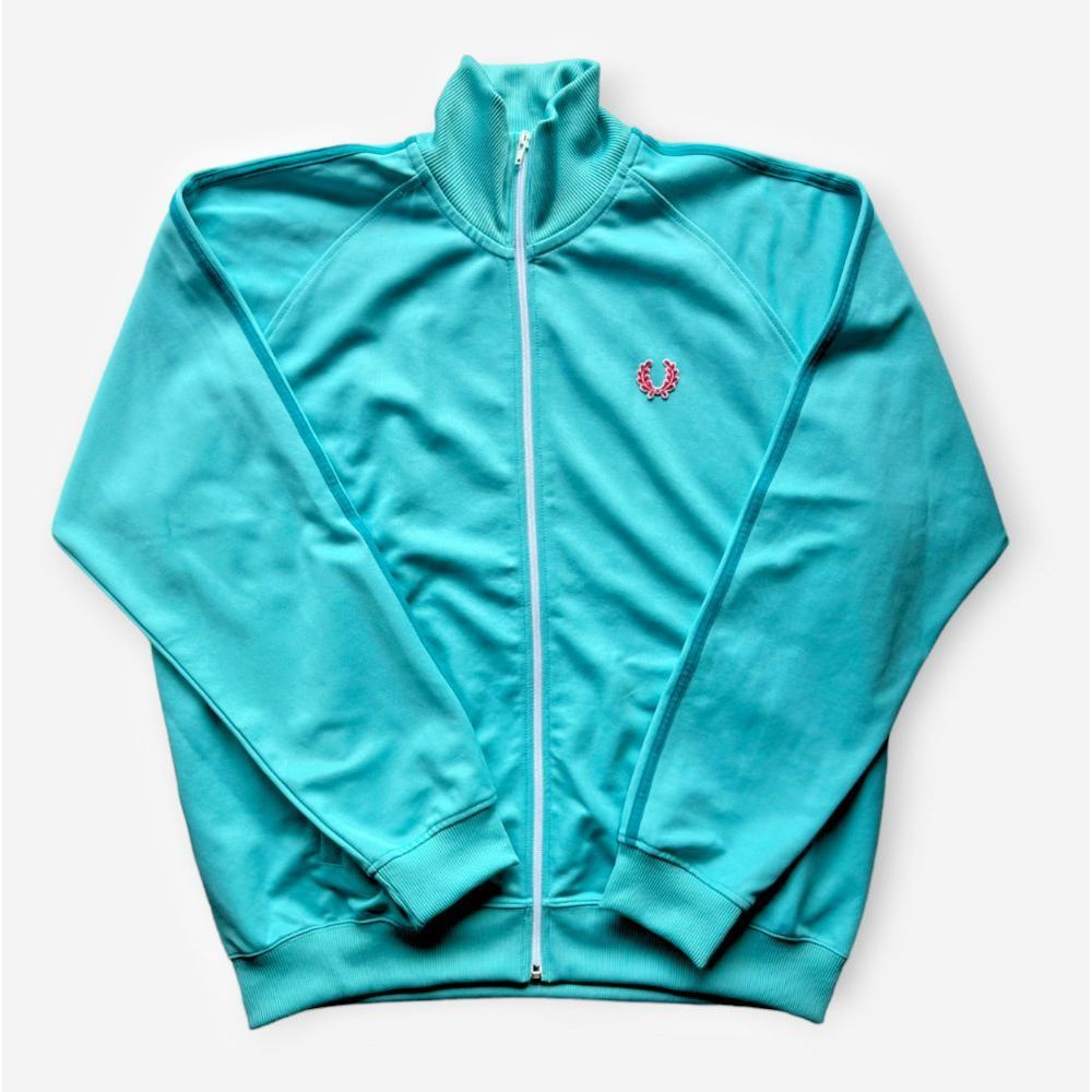 Fred Perry Twin Taped Track Jacket Men's XL Turquoise Blue Mod Casual Tracksuit